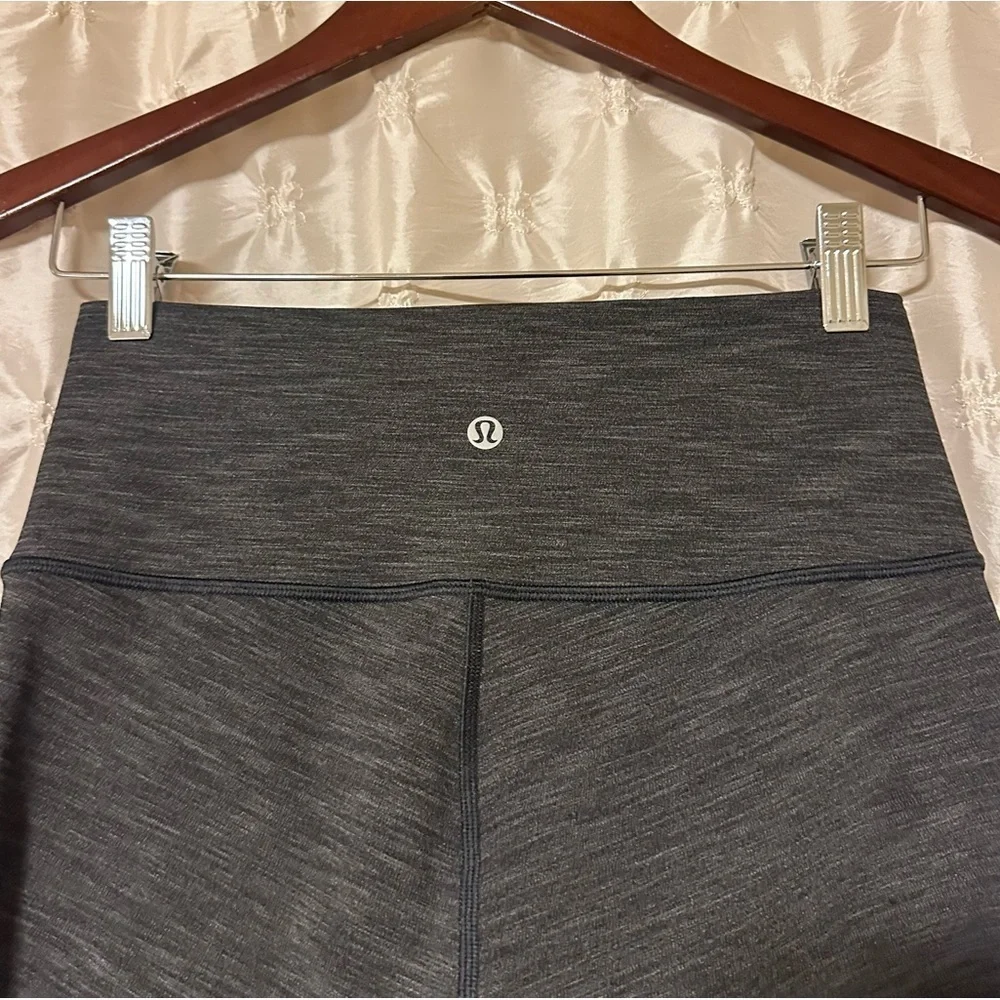 Lululemon Wunder Under Hi-Rise 7/8 Tight Heathered Black Gray Leggings Luxtreme